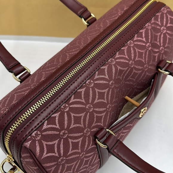 MICHAEL KORS JST TRAVEL MEDIUM DUFFLE SATCHEL SHOULDER CROSSBODY BAG MK OXBLOOD - Picture 8 of 14